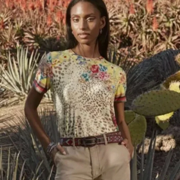 Johnny Was WILDFLOWER Crew Knit Tee Top Flower Blouse Shirt - Picture 2 of 5